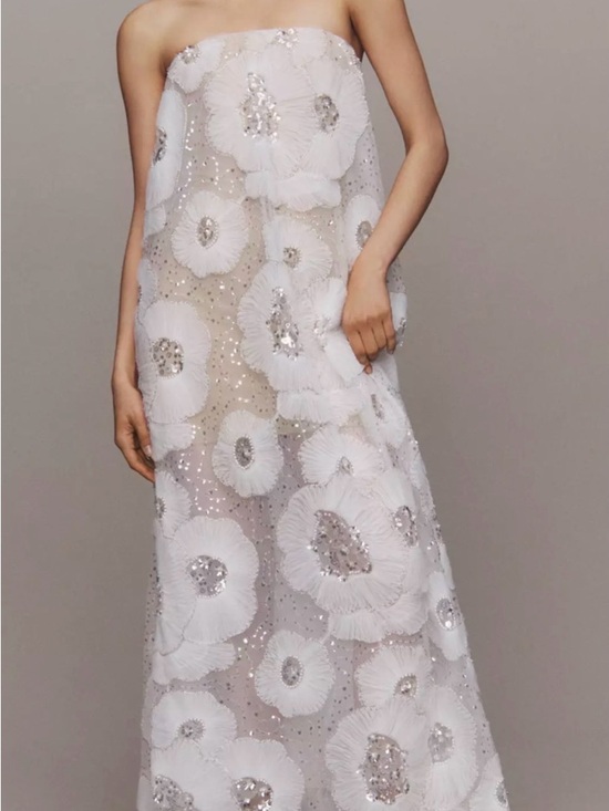 Helsi Dresses & Skirts - Helsi Margot (L) Strapless White Floral Embellished Evening Dress